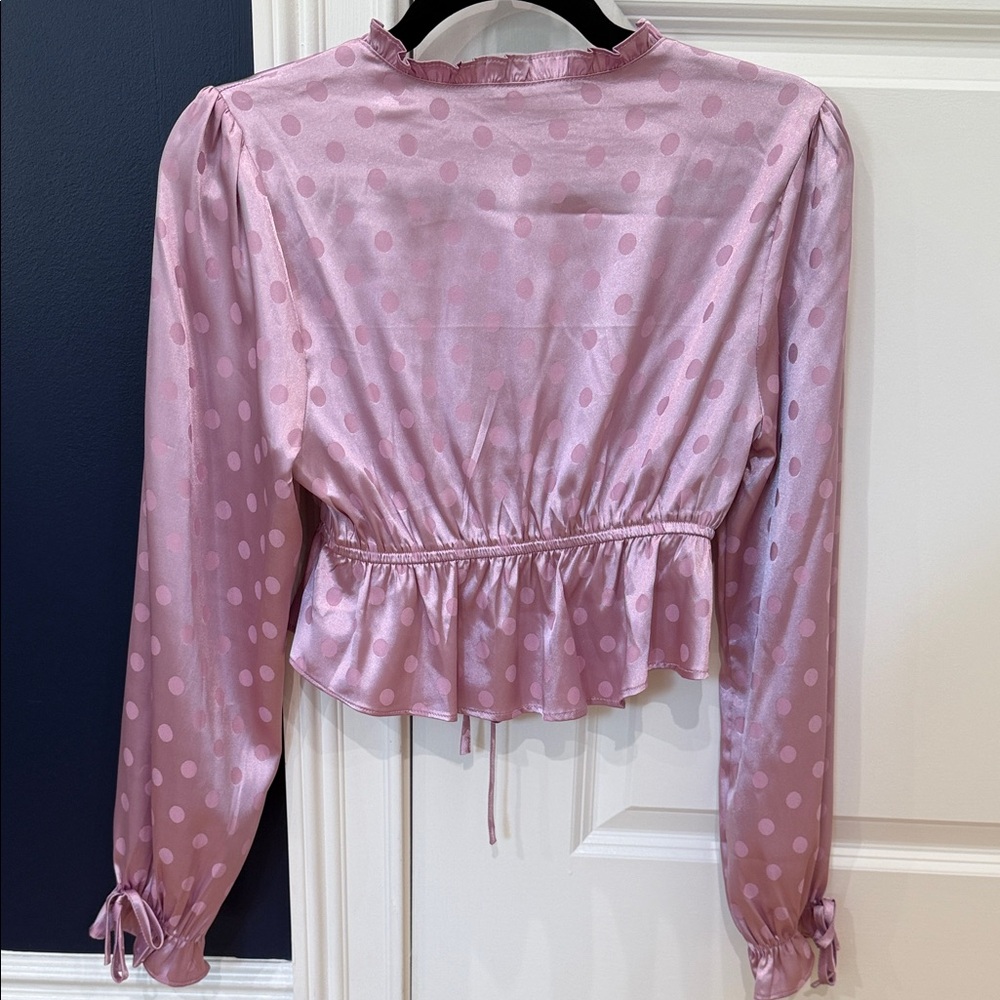 4SI3NNA Pink Polka Dot Ruffle Blouse - Picture 9 of 10